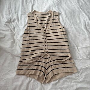 Striped Sleeveless Top and Shorts Set